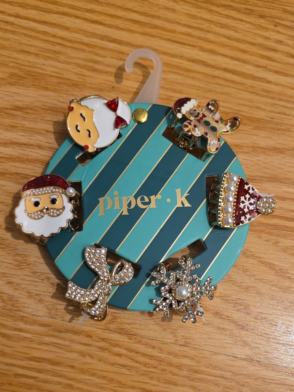 piper•k Holiday Hair Clip Set for Kids - Red, White, Gold
